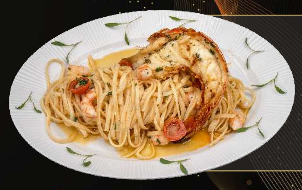 Linguini de Lagosta com Camarão